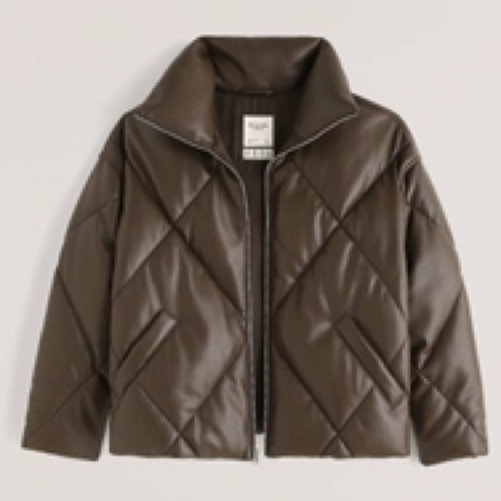 Abercrombie & Fitch Women's Brown Quilted Puffer Jacket